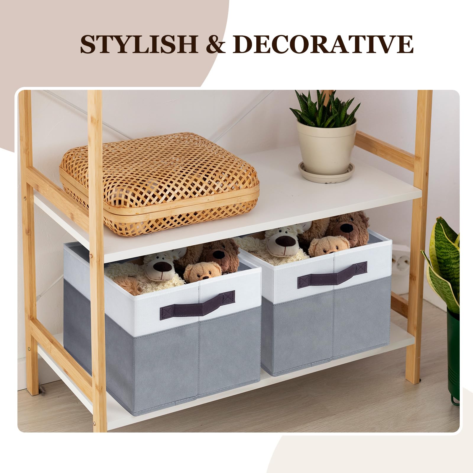 Criusia 4 Pack Baby Clothes Organizer Bins, Fabric Collapsible Storage Baskets with Handles, Odorless Storage Bins for Toy Clothes Nursery Kids Room Playroom Classroom (14L*10W*9.5H)
