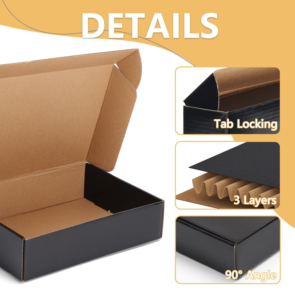 EXYGLO 40 Pack 6x4x3 Shipping Boxes, Black Corrugated Cardboard Boxes for Packaging Small Business, Moving, Shipping, Mailing, and Storing