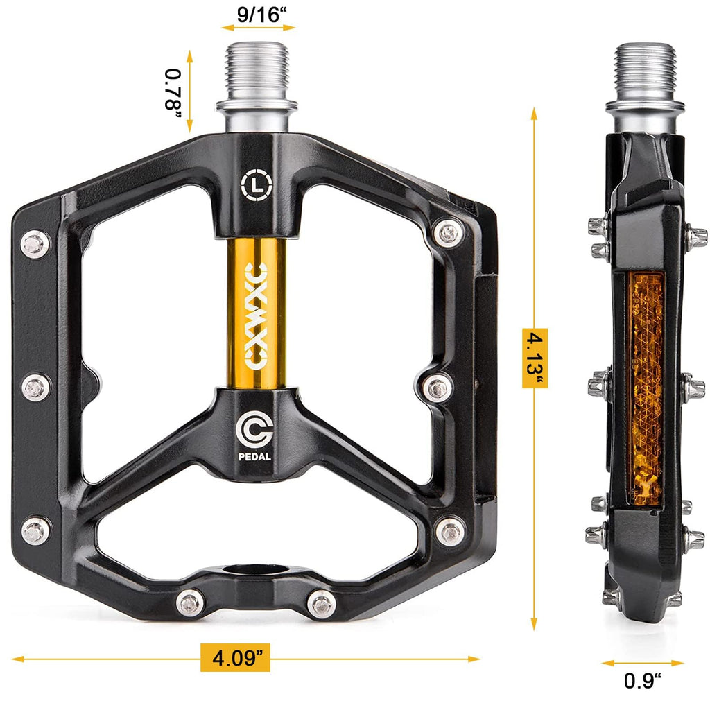 CXWXC Road/MTB Bike Pedals - Aluminum Alloy Bicycle Pedals - Mountain Bike Pedal with Removable Anti-Skid Nails