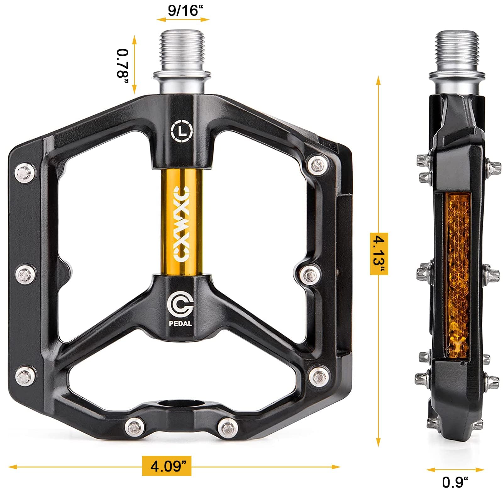 CXWXC Road/MTB Bike Pedals - Aluminum Alloy Bicycle Pedals - Mountain Bike Pedal with Removable Anti-Skid Nails