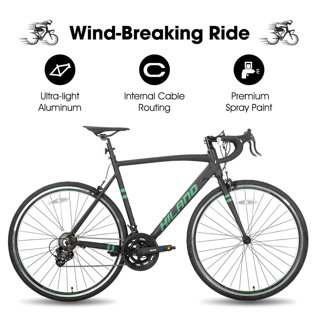 HILAND 700c Road Bike 14 Speed, Aluminum Frame Racing Bike, City Commuter Bicycle for Men Women