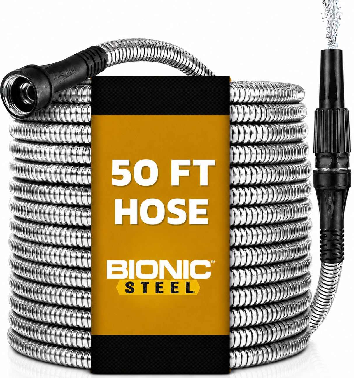 BIONIC STEEL 3Ft Short Garden Hose, 3 Ft x 5/8 In. Connector Hose for Reel, Leak Proof Connection, Heavy Duty, Non Kinking, Flexible, Hose Extension