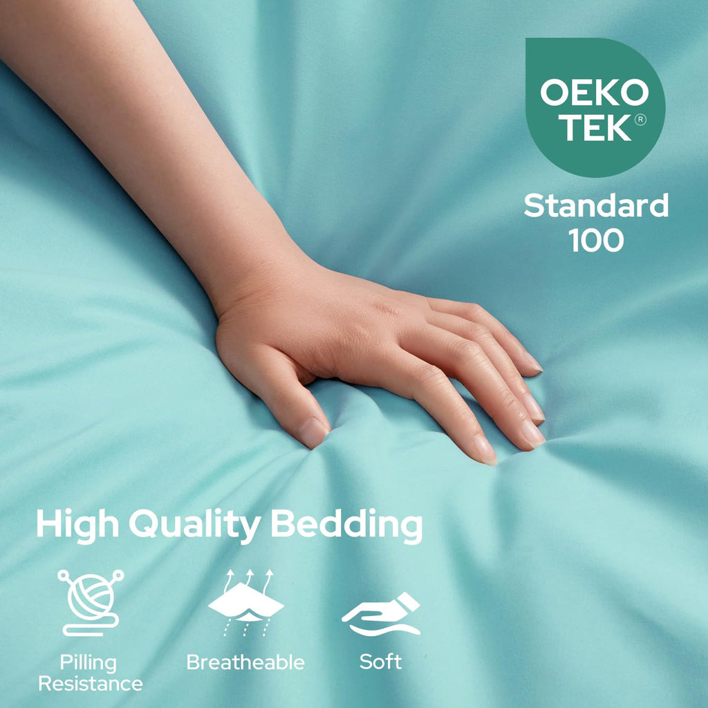 HOMEIDEAS Full Size Bed Sheets - 6 Piece Set (Aqua Blue) - Extra Soft Brushed Microfiber 1800 Bedding Sheets, Deep Pocket, Wrinkle & Fade Free