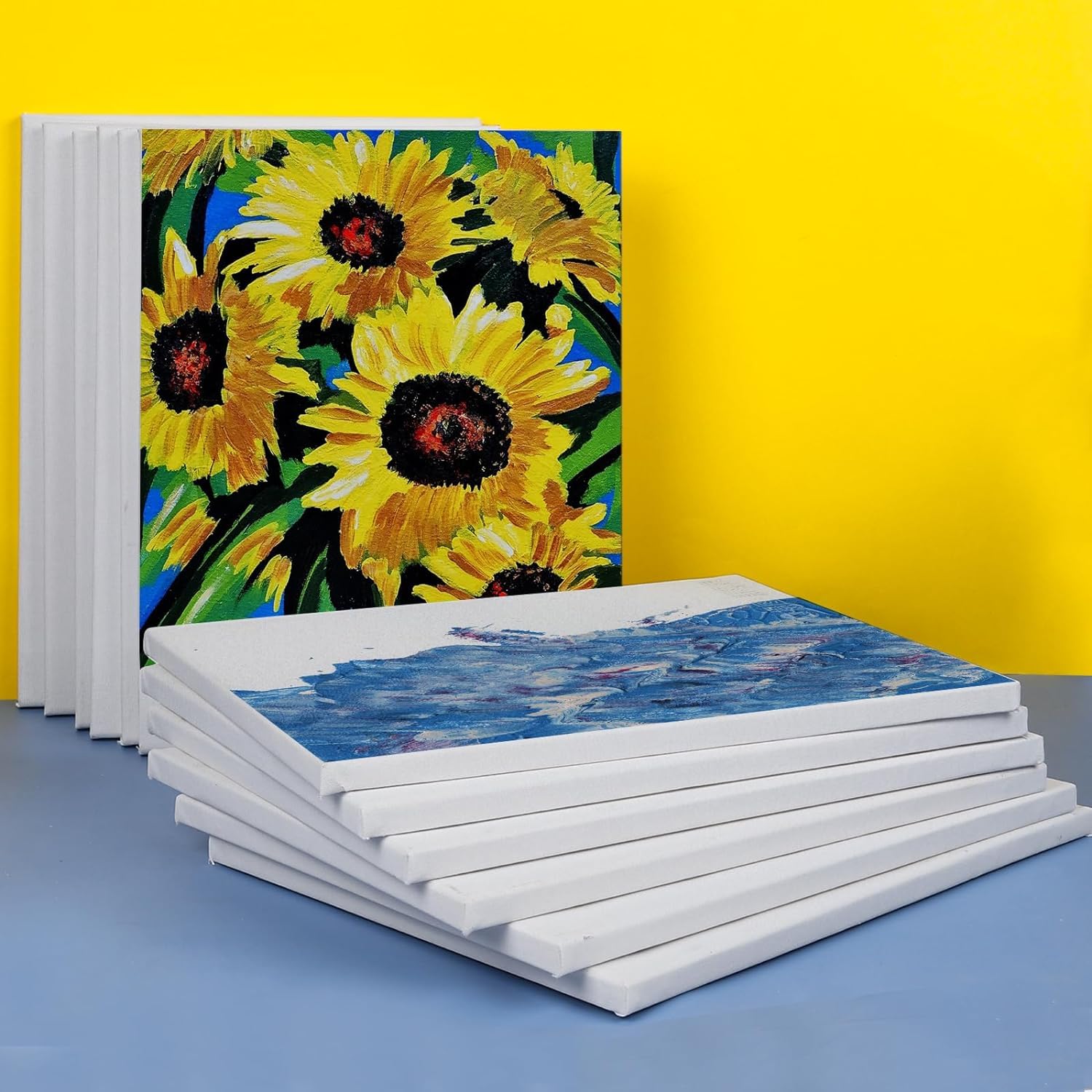 ESRICH Stretched Canvas for Painting 5x7, 48 Pack Small Canvases for Painting 5/8" Profile Primed Acid-Free Blank Painting Canvas for Kids & Artists for Decorations, Painting Parties.