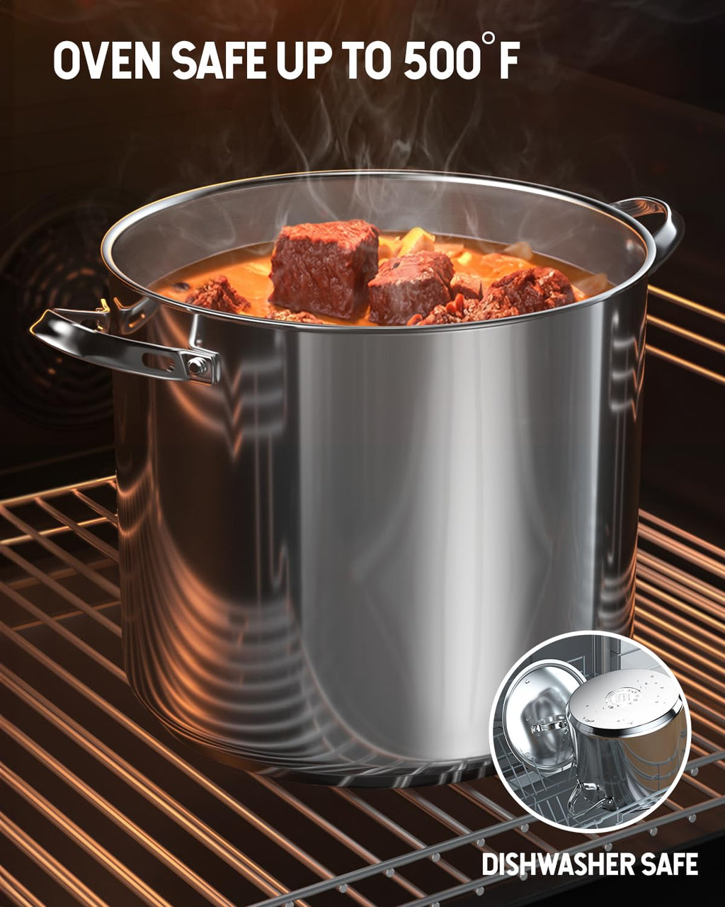 Cooks Standard Classic 6 Quart Stock Pot with Lid, Stainless Steel Dutch Oven
