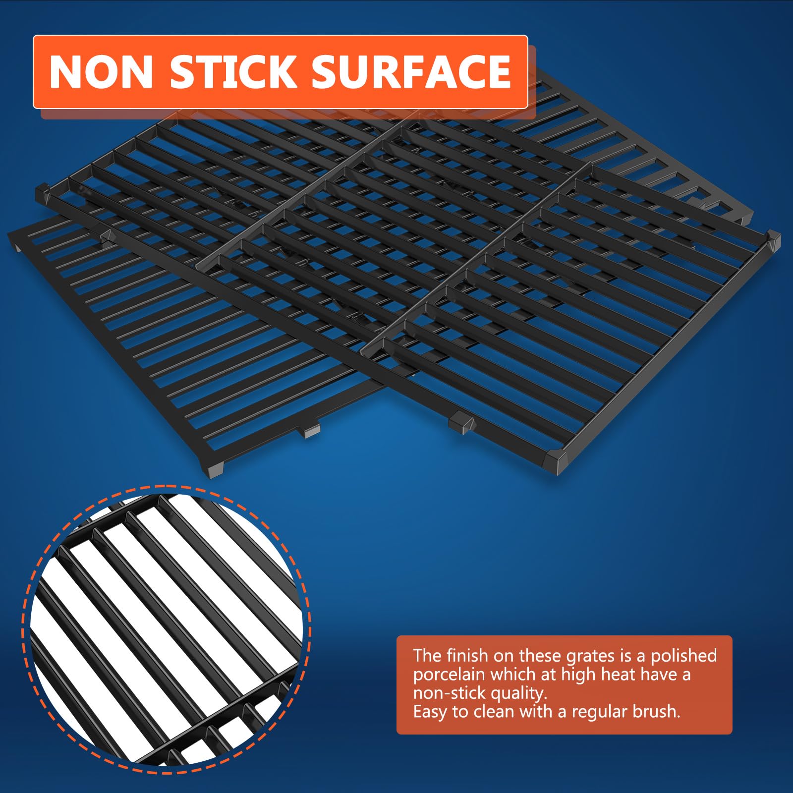 Grill Parts for Weber Genesis 300 Grills with Front Control Knob, Grill Grates for Genesis E310 S310 E/S320 E/S330, 17.5" Flavorizer Bars&Heat Deflectors, 19.5" Grill Grates for Weber 7524 7621 65505
