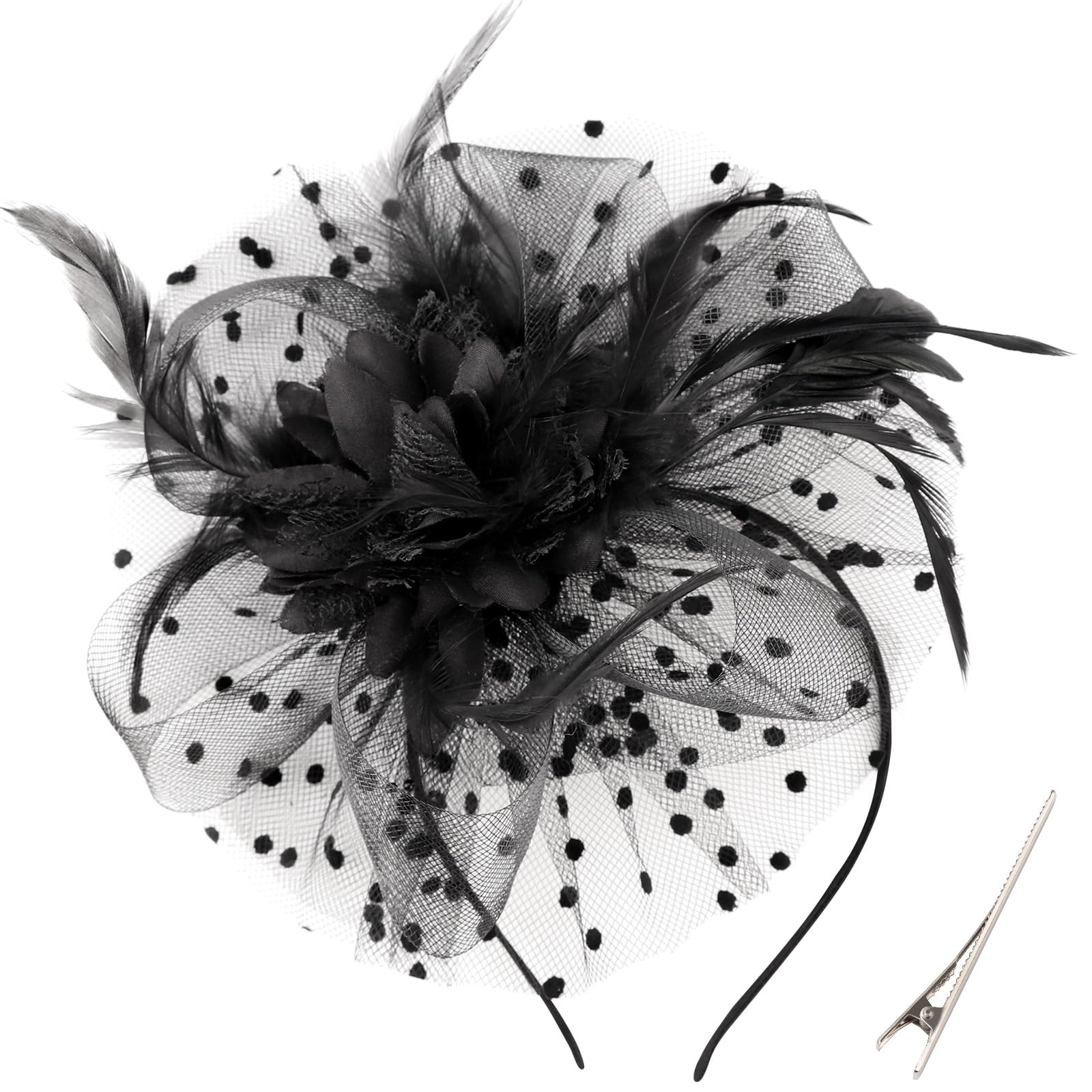 AQOKKA Women Fascinators Hats Flower Fascinators with Headband and Clip Tea Party Headwear for Women and Girls