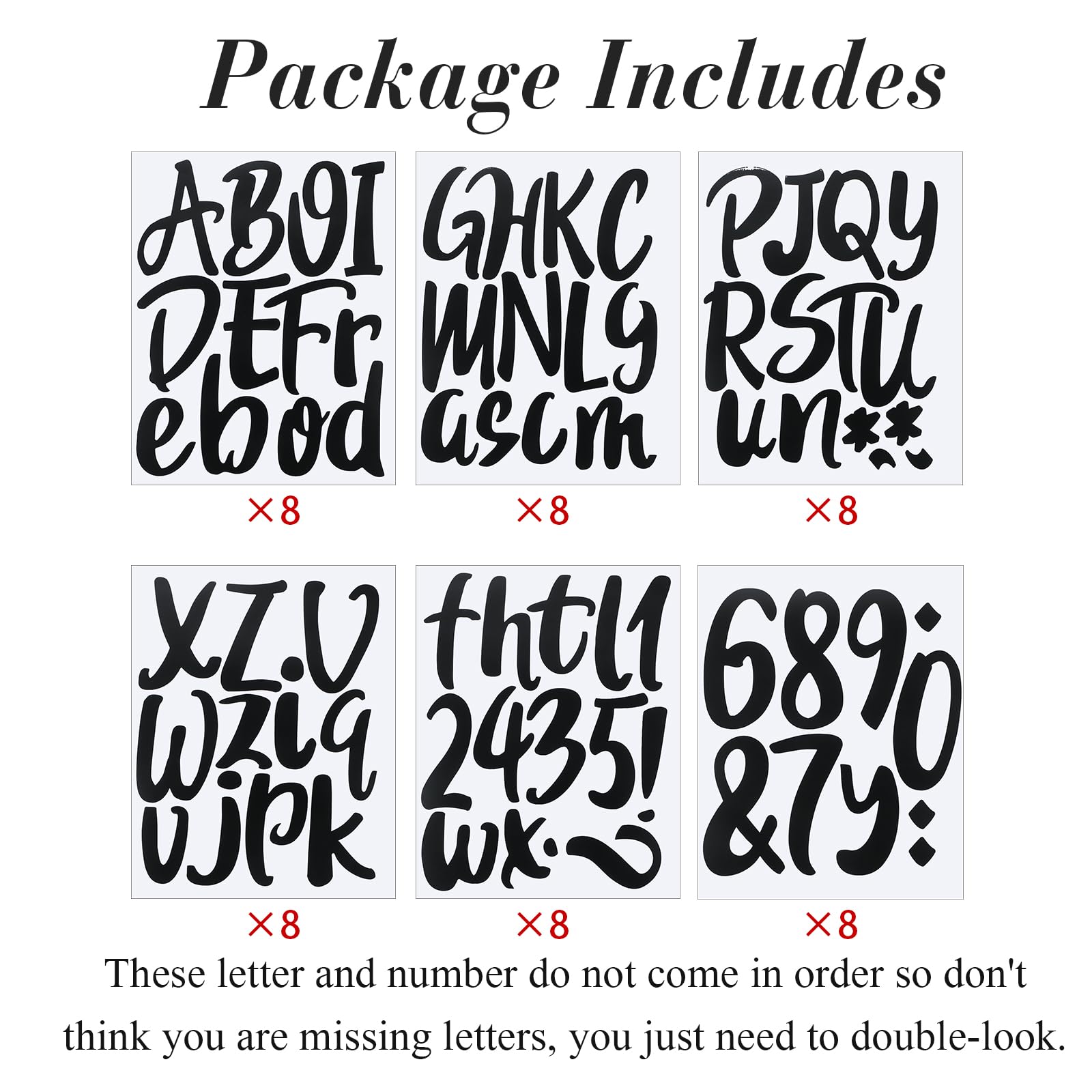 Outus 576 Pieces 8 Sheets Letters Stickers Self Adhesive Vinyl Letter for Graduation Cap Alphabet Number Stickers Mailbox Numbers Sticker, Decals for Classroom Decor Sign Door(Black,1 Inch)