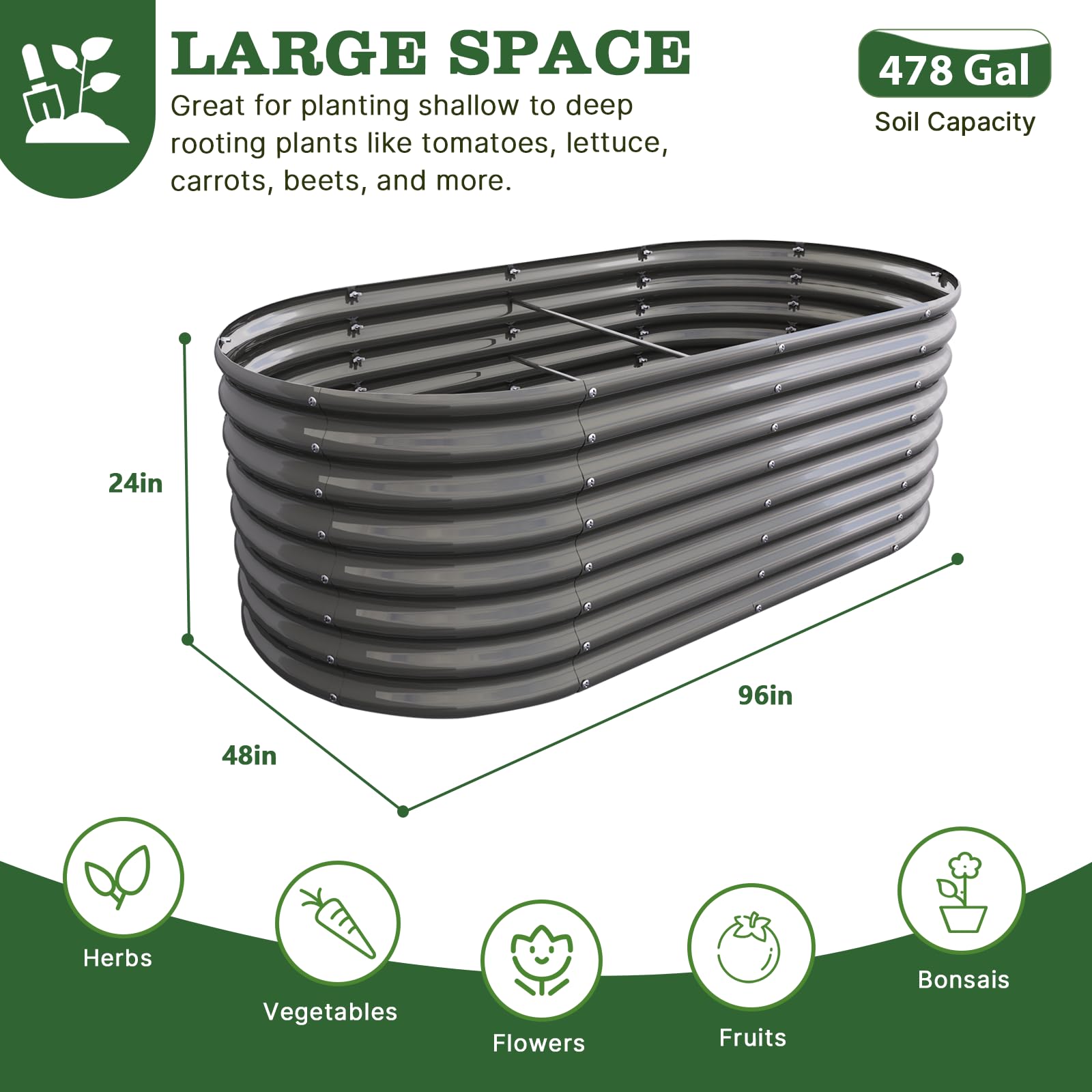 A ANLEOLIFE 2-Pack 3ft x 24” Tall Galvanized Raised Garden Beds Outdoor, Round Metal Planter Box for Planting Vegetables Flowers Herb, Anti-Rust & Easy-Setup, Quartz Grey