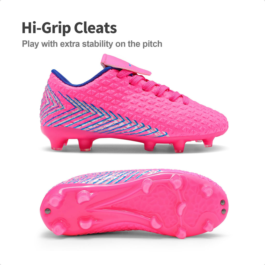 DREAM PAIRS Boys Girls Outdoor Soccer Cleats Firm Ground Football Shoes for Little/Big Kid