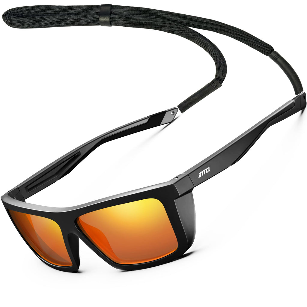 ATTCL Sports Polarized Sunglasses for Men: Secure Anti-Slip Lightweight TR90 Square Frame UV Protection for Driving Fishing