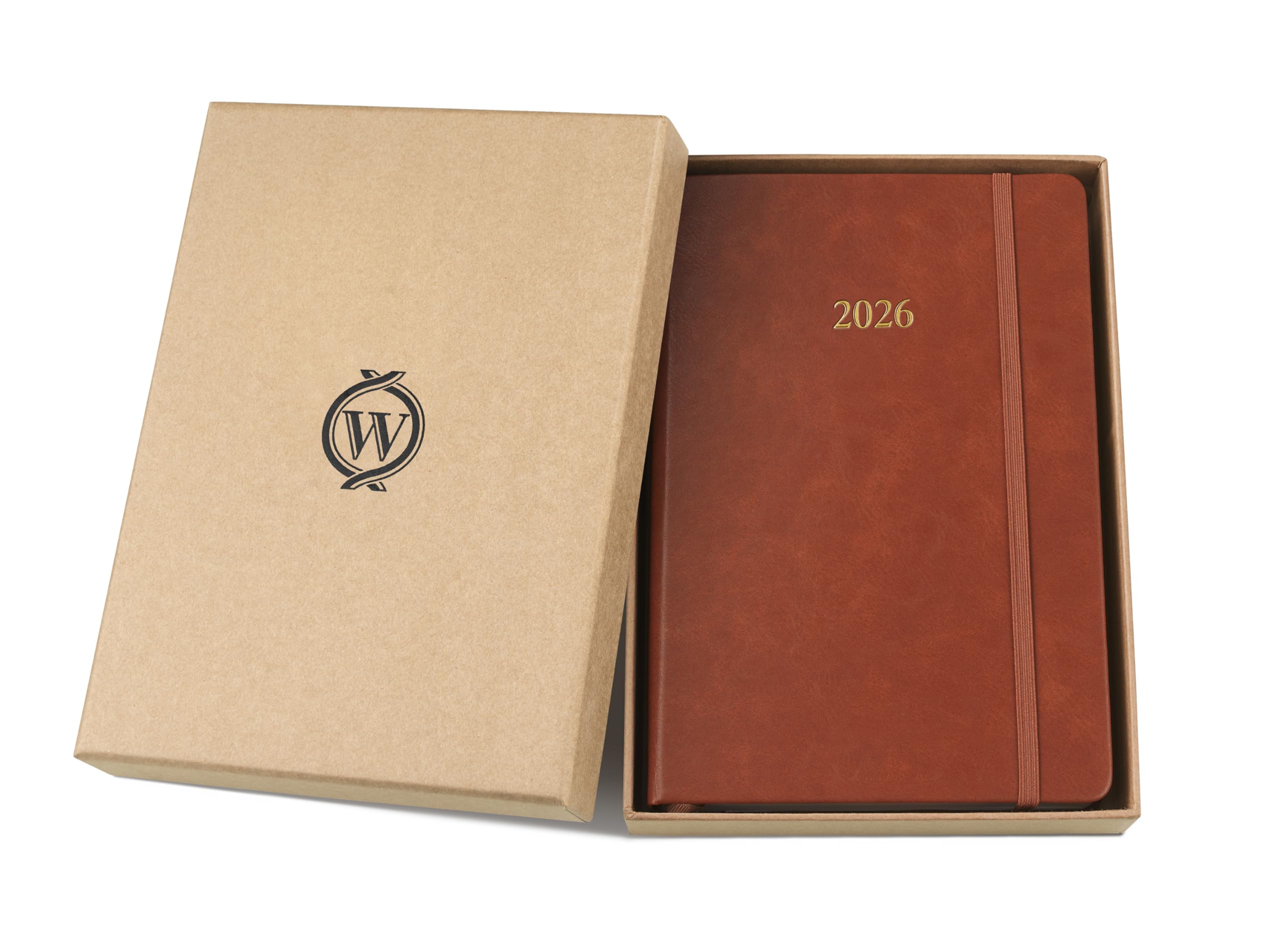 Wykeham's Executive 2026 Daily Journal Planner – US Public Holidays & Format – Customization Available (Brown, 6" x 4.5")