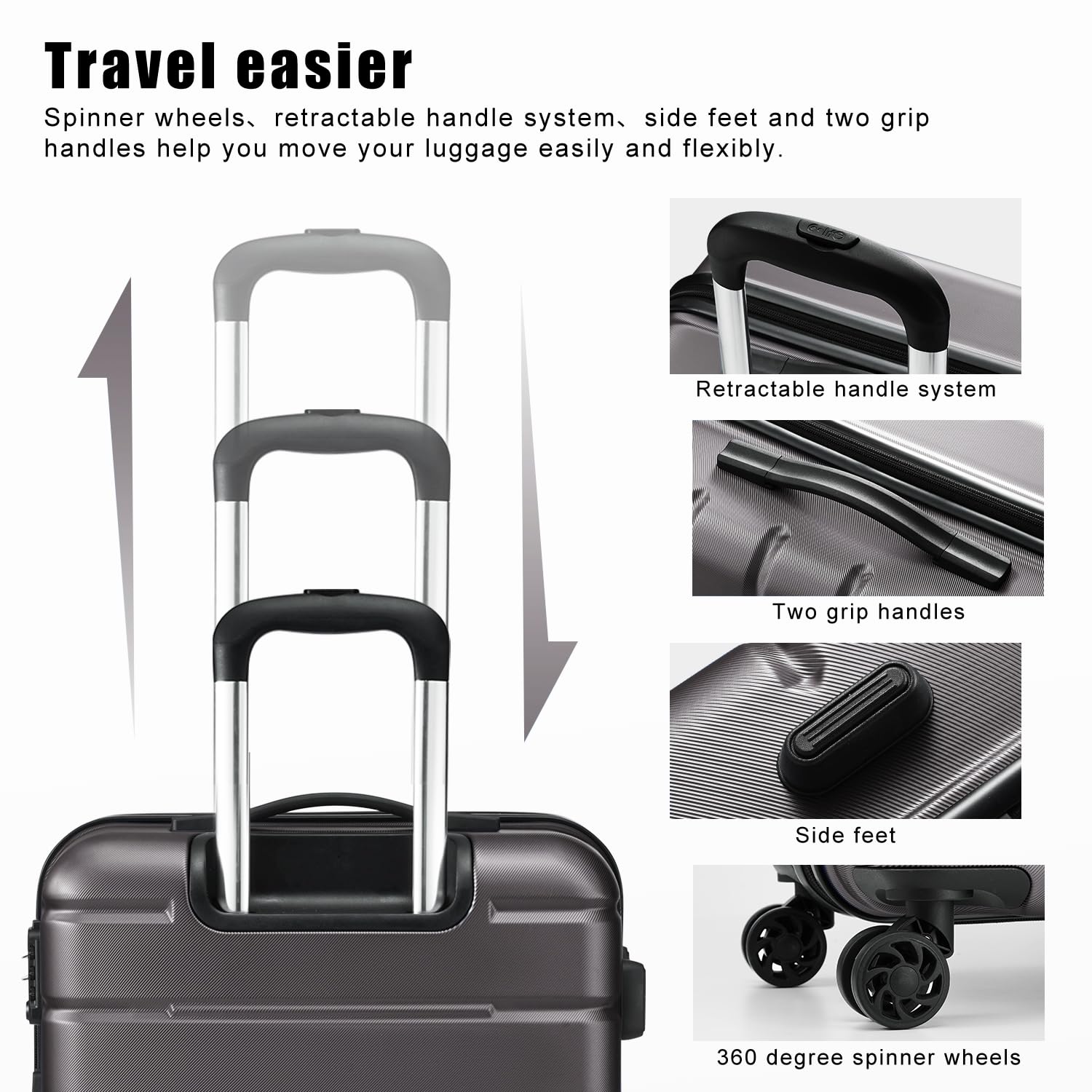 Coolife Luggage Suitcase Carry-on Spinner TSA Lock USB Port Expandable (only 28’’) Lightweight Hardside Luggage (Teal Blue, S(20in_carry on))
