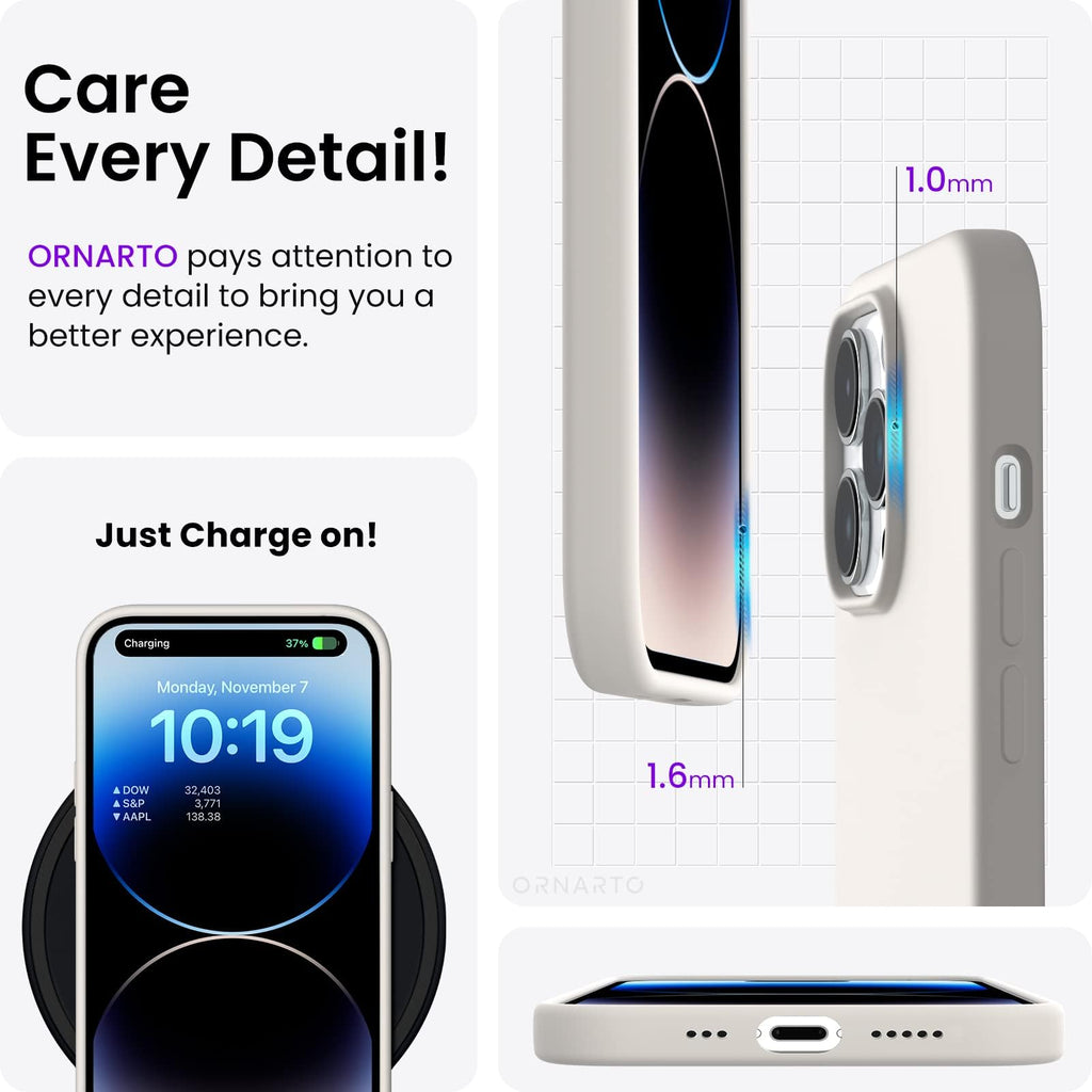 ORNARTO Compatible with iPhone 14 Pro Case 6.1, Slim Liquid Silicone 3 Layers Full Covered Soft Gel Rubber Phone Case Protective Cover with Microfiber Lining 6.1 inch-Baby Blue