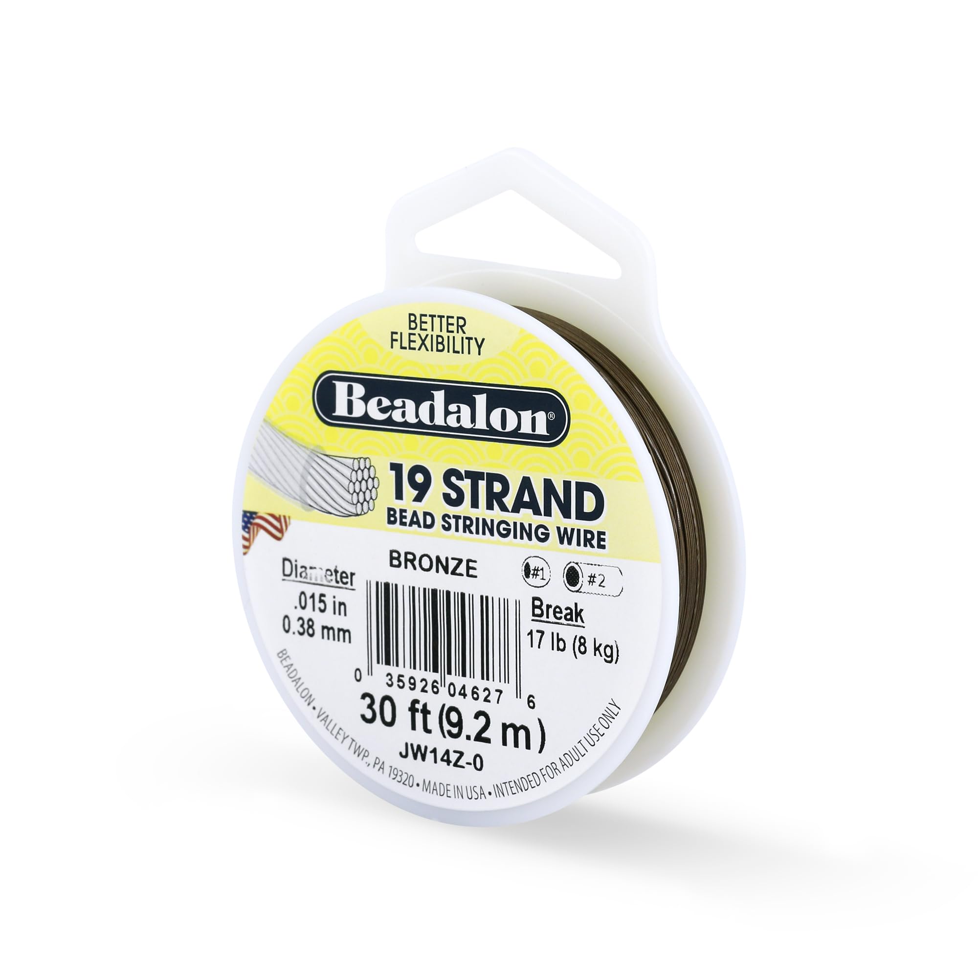 Beadalon 19 Strand Stainless Steel Bead Stringing Wire, .010 in / 0.25 mm, Bright, 100 ft / 31 m