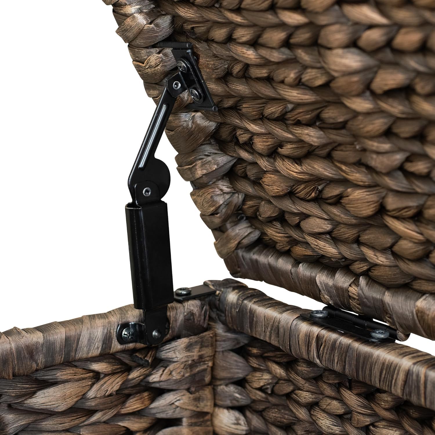 eHemco Heavy-duty Water Hyacinth Wicker Storage Trunk with Metal Frame, 30 by 17.5 by 17.5 Inches, Brown Wash