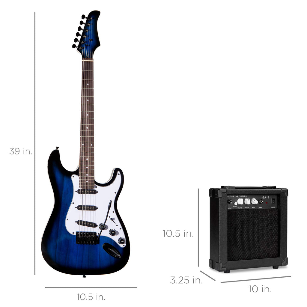 Best Choice Products 39in Full Size Beginner Electric Guitar Starter Kit w/Case, Strap, 10W Amp, Strings, Pick, Tremolo Bar - 3 Color Sunburst