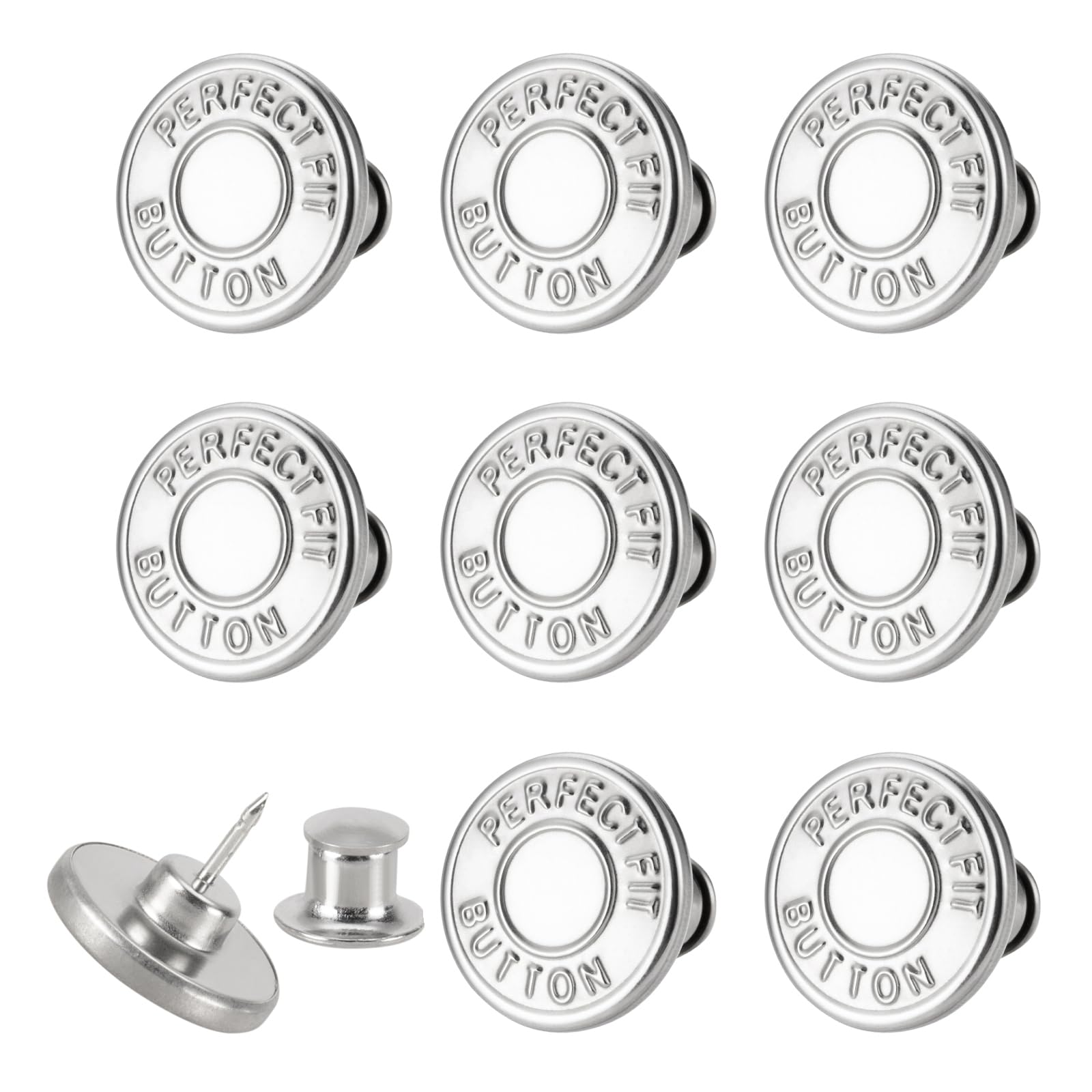 8 Sets of 17 mm Pants Button, Jean Buttons Pins for Loose Jeans, Adjustable Button for Jeans, Reusable and Adjustable Metal Pants Button Tightener
