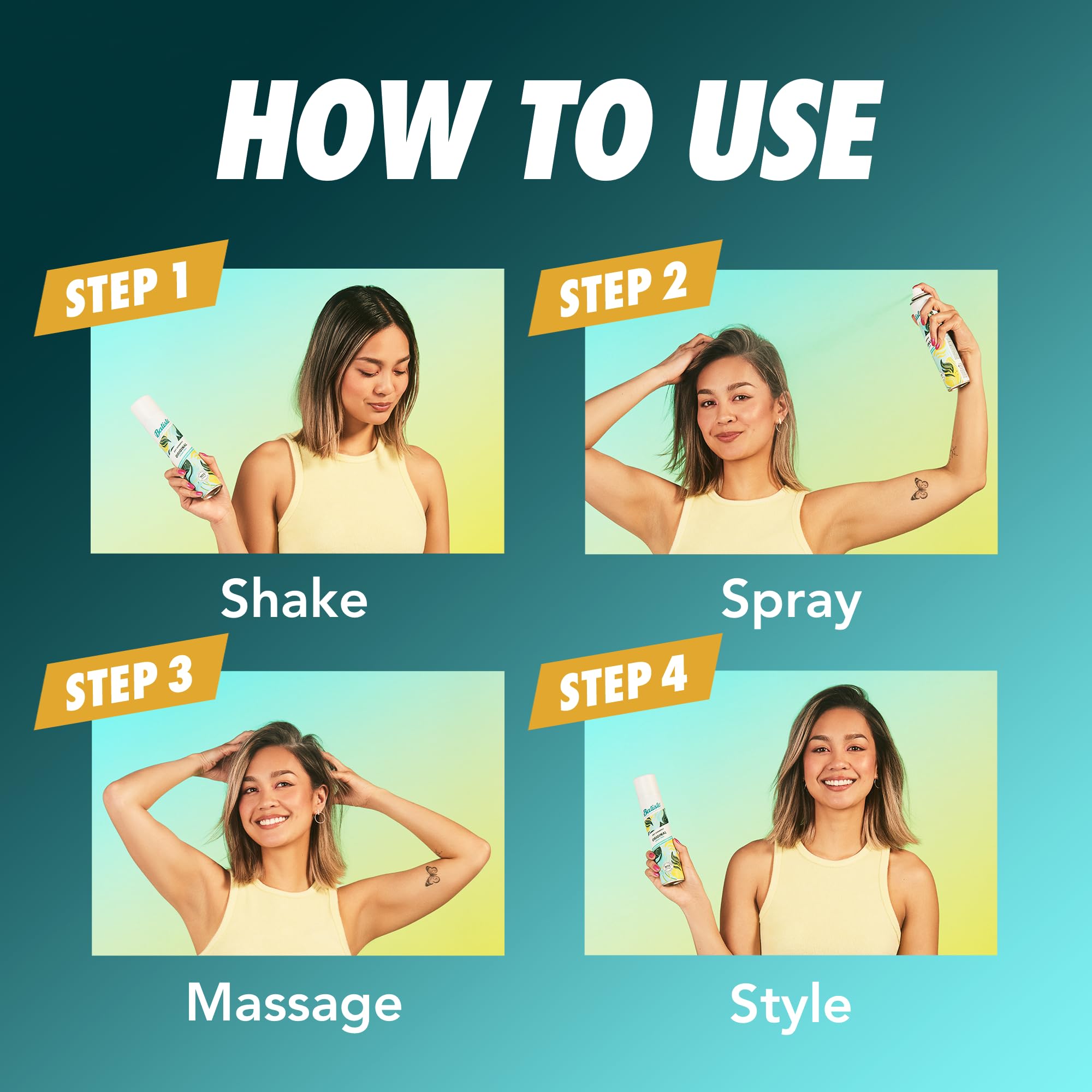 Batiste Dry Shampoo, Waterless shampoo, Original, 3.81oz, Pack of 3