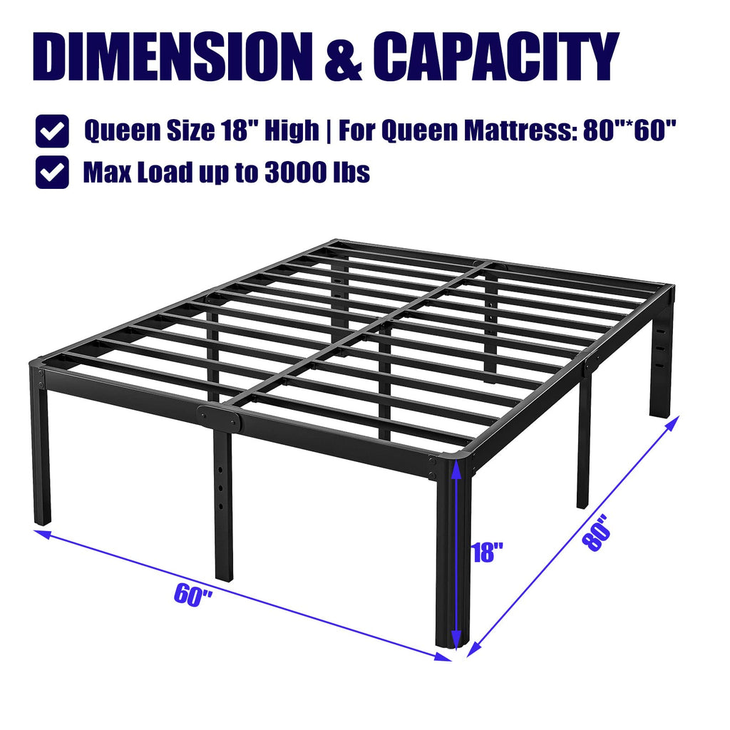 Hunlostten 16" Heavy Duty Twin Bed Frame No Box Spring Needed, Metal Platform Bed Frame Twin with Round Corners, Easy Assembly, Noise Free, Black