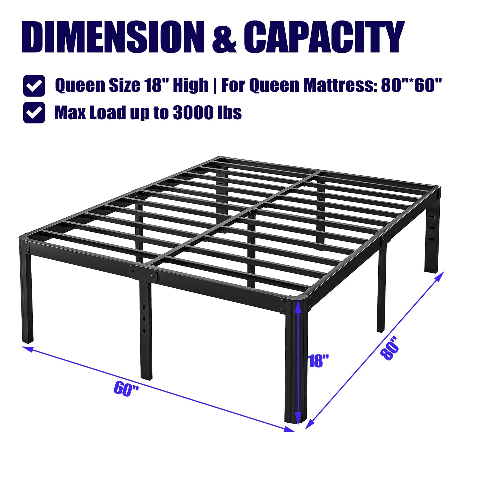 Hunlostten 16" Heavy Duty Twin Bed Frame No Box Spring Needed, Metal Platform Bed Frame Twin with Round Corners, Easy Assembly, Noise Free, Black