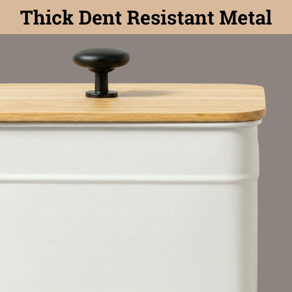 Kitchen Canisters for Countertop Set of 4 w/ Chalkboard Labels & Marker Pen | Airtight Easy Open Bamboo Lids, Dent-Resistant Thick Metal, Customizable Chalkboard Labels, Marker Pen Included, Set of 4