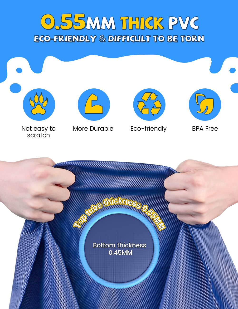 VISTOP 67" Non-Slip Splash Pad for Kids and Dogs, Thickened Sprinkler Pool for Toddlers, Outdoor Backyard Water Toys, Fun Fountain Play Mat for Babies, Children & Pets Blue