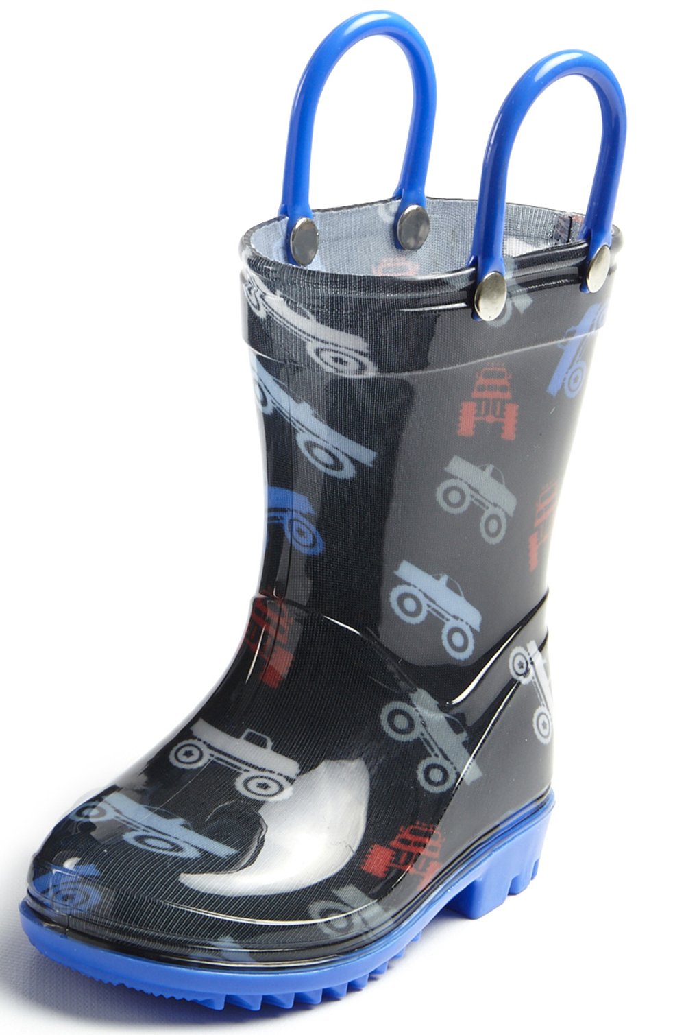 Puddle Play Toddler and Kids Waterproof PVC Rain Boots with Easy-On Handles – Lightweight Slip-Resistant Outdoor Boots for Boys and Girls