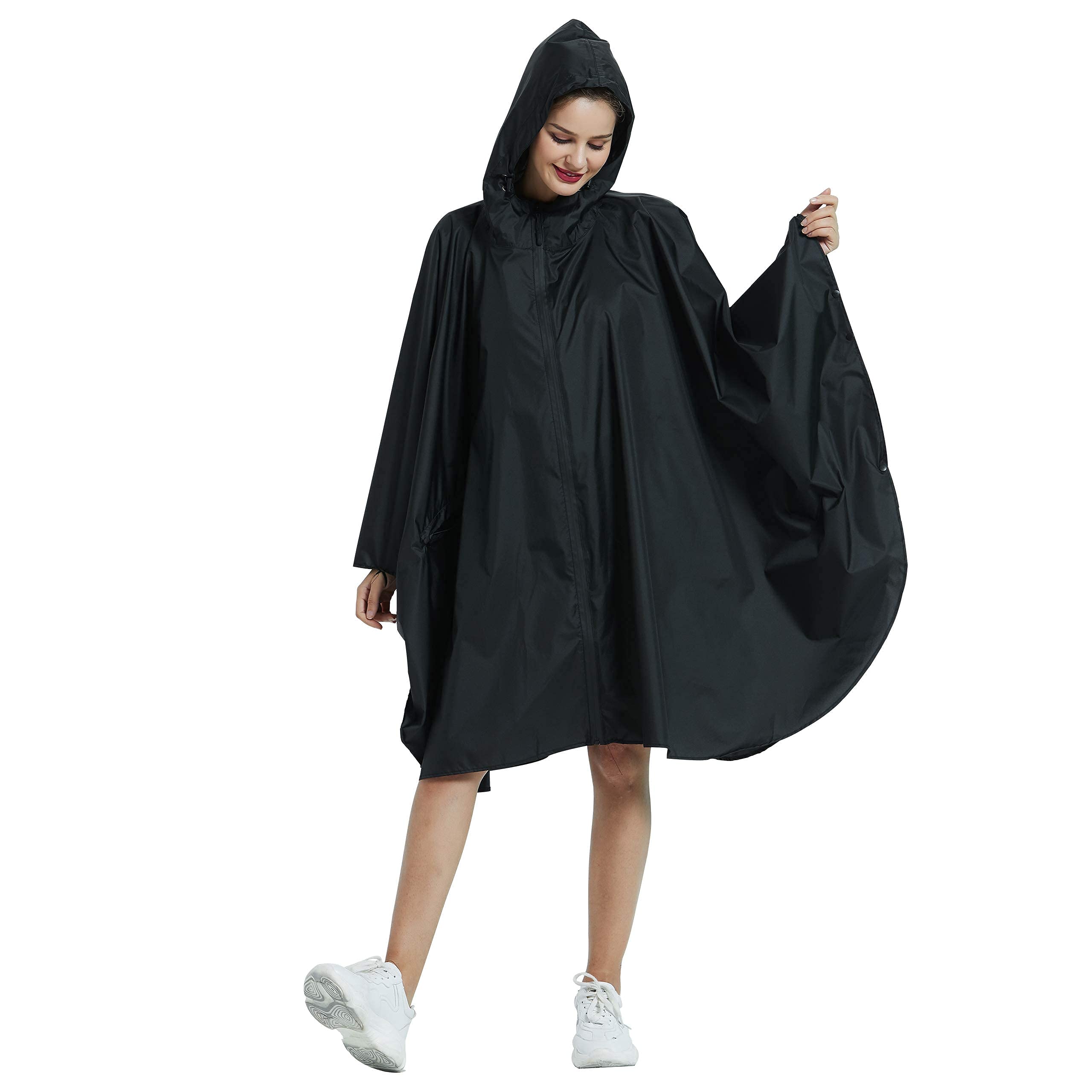 Rain Poncho Jacket Coat Hooded Zipper Style for Women/Men/Adult with Pocket