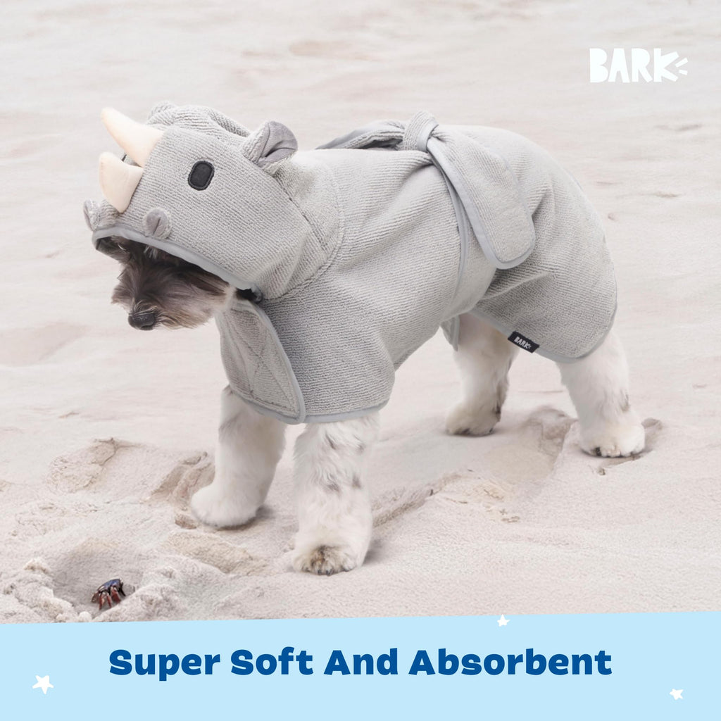 Barkbox Dog Bathrobe Fast Drying with Hook and Loop Closure & Wrap Tie Snuggle, Cute Dogs Clothes, Easy to Clean, Machine Washable, Dog Coats and Tumble Dry Low - Bunny, Medium