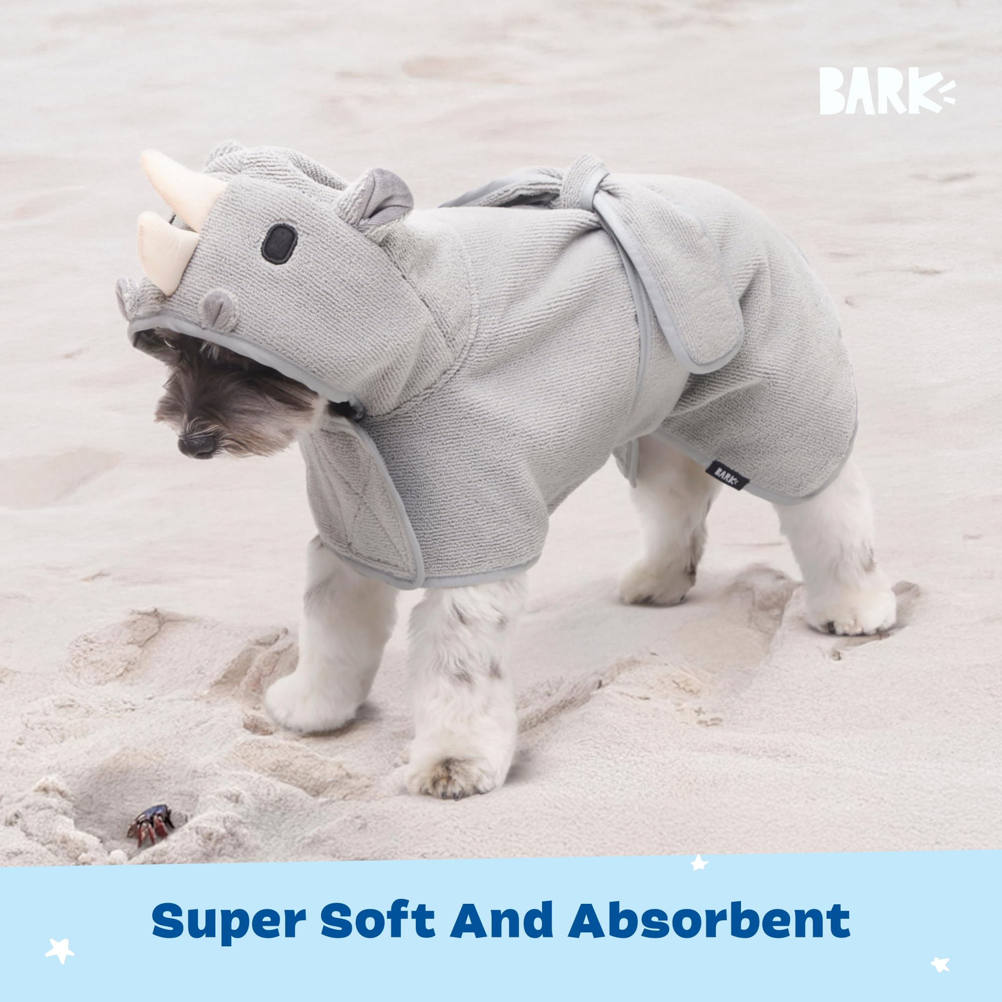 Barkbox Dog Bathrobe Fast Drying with Hook and Loop Closure & Wrap Tie Snuggle, Cute Dogs Clothes, Easy to Clean, Machine Washable, Dog Coats and Tumble Dry Low - Bunny, Medium