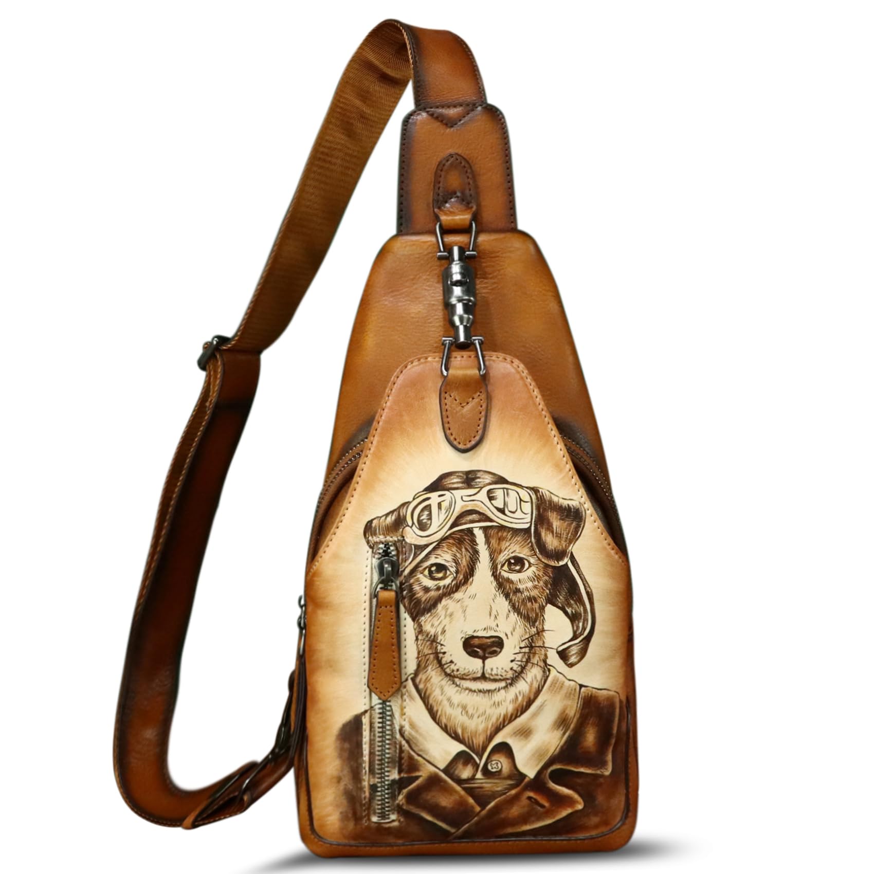 Genuine Leather Sling Bag for Men and Women Real Leather Shoulder Crossbody Bag Chest Bag Sling Backpack Purse