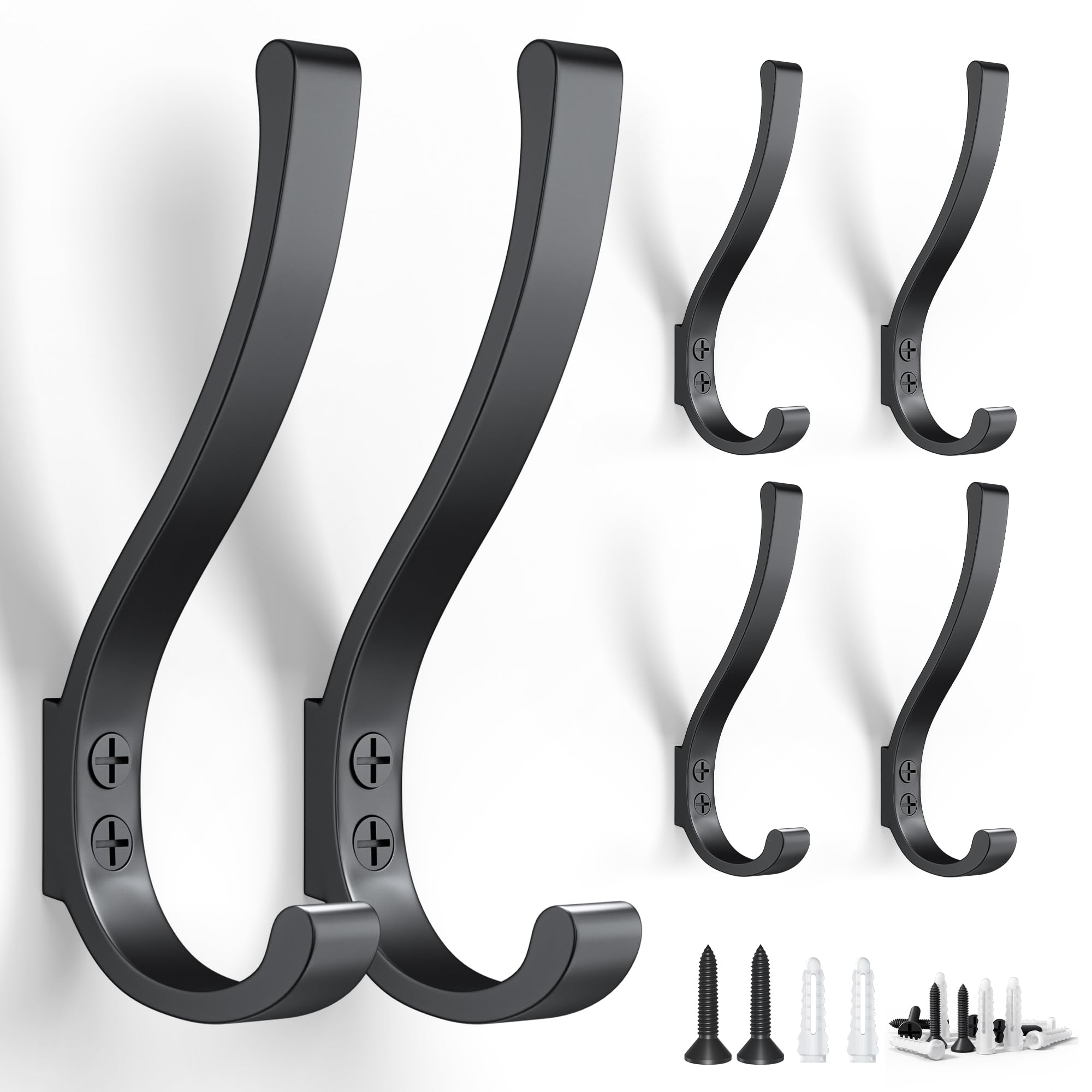 BREYDROK 20PCS Heavy Duty Metal Coat Hooks for Wall, Single Prong Hanging Hooks with 40 Screws for Towels, Backpacks, Hats & Dog Leashes