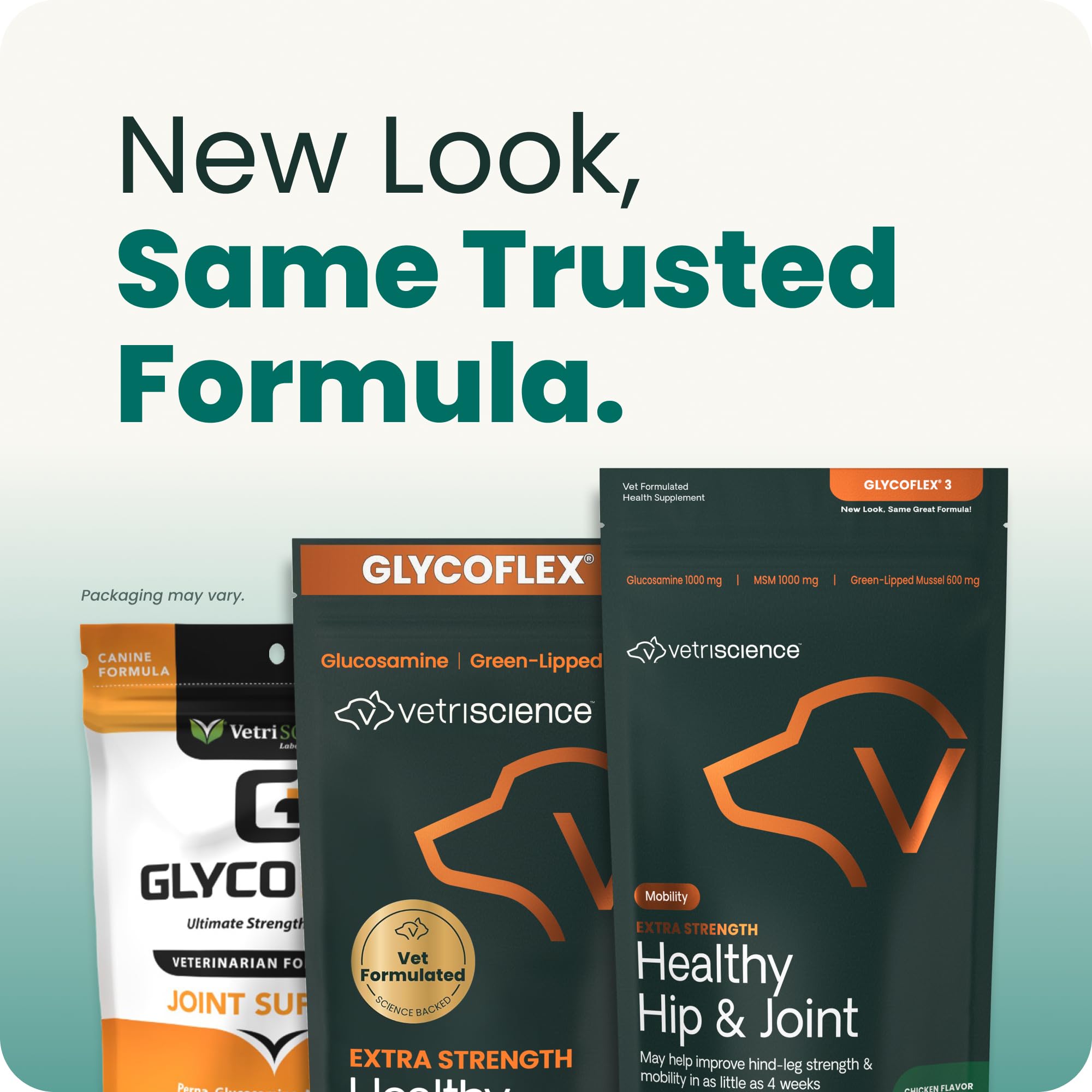 VetriScience Glycoflex 3 Vet Strength Glucosamine for Dogs Hip and Joint Supplement - Clinically Proven Mobility and Joint Supplement with MSM, DMG and Green Lipped Sea Mussel, Chicken, 60 Chews