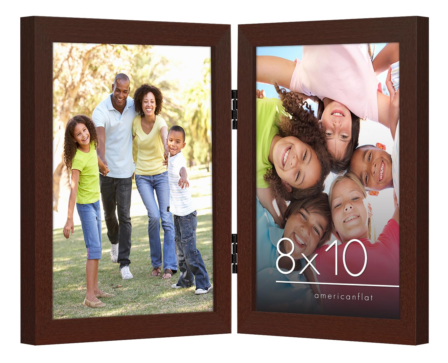 Americanflat Hinged 4x6 Picture Frame with Shatter-Resistant Glass - Double Picture Frames with Engineered Wood - Signature Collection - Photo Frame for Tabletop Display - Black