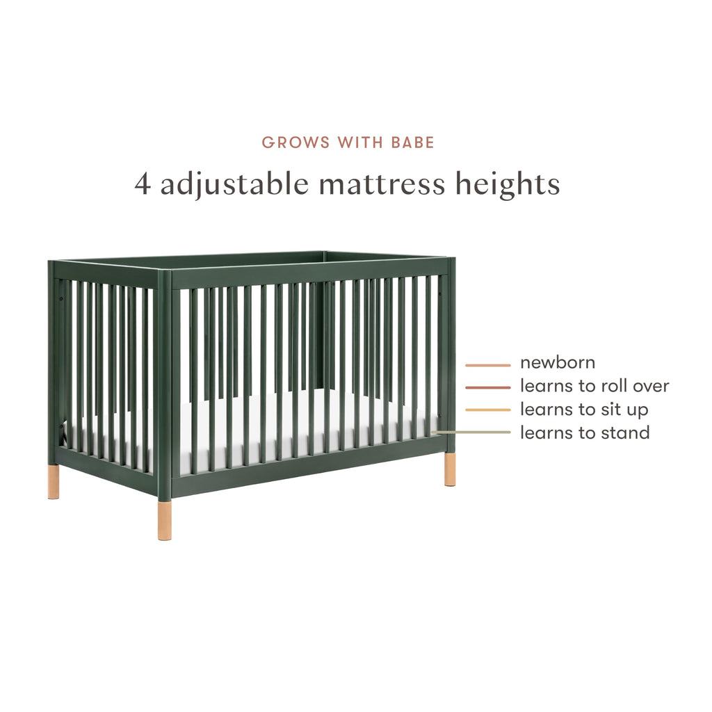 Babyletto Gelato 4-in-1 Convertible Crib with Toddler Bed Conversion in Natural Walnut and Brushed Gold Feet, Greenguard Gold Certified