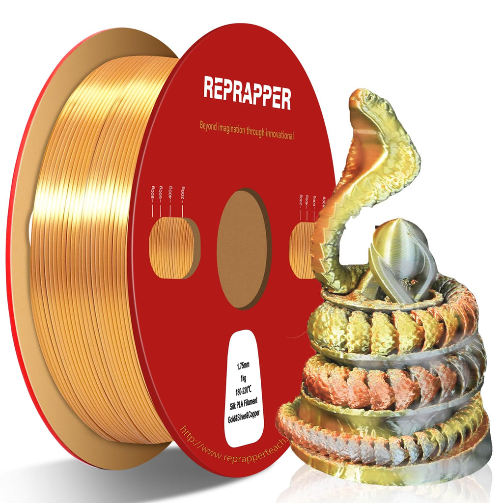RepRapper PLA Filament, Multicolor Glitter Sample Pack, Shiny Galaxy Silk PLA1.75MM for 3D Printer, Glow in The Dark Sparkle Laser Series 3D Printer Filament, 250g*4