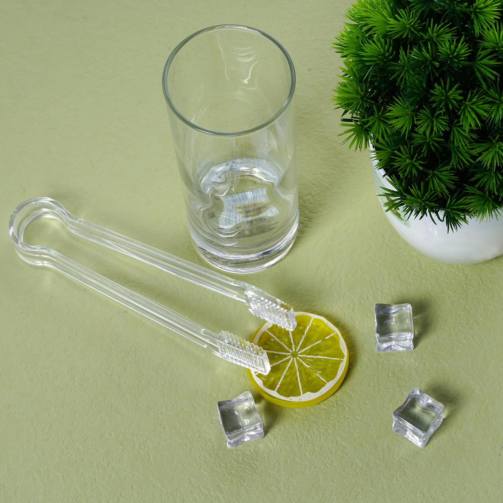 10 Pcs Plastic Buffet Serving Tongs, Clear Kitchen Tongs Mini Serving Utensil Tongs for Food Ice Salad Buffet Barbecue Cookies, 6.3 Inches