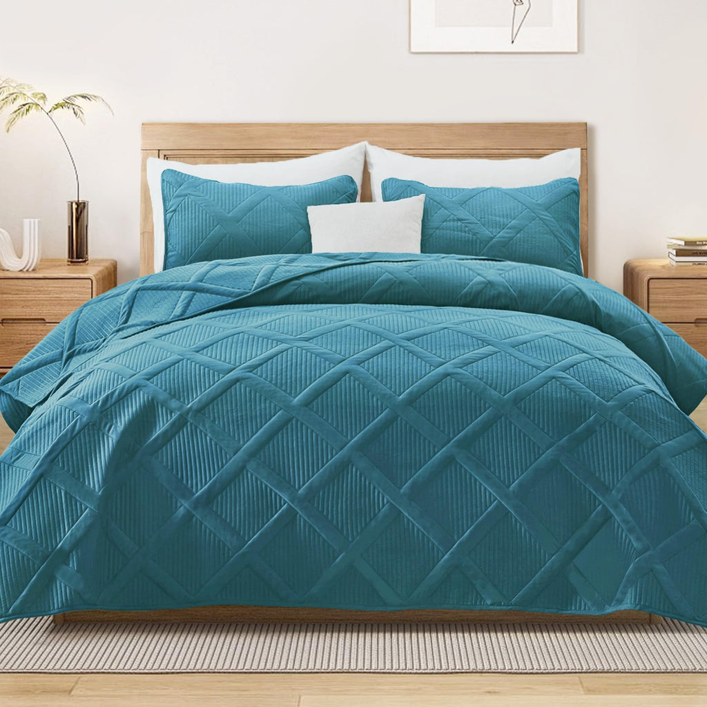 Exclusivo Mezcla Twin Size Quilt Set with Modern Striped Pattern, 2 Pieces Lightweight Black Quilts Bedding Set, Soft Bedspreads Coverlets for All Seasons