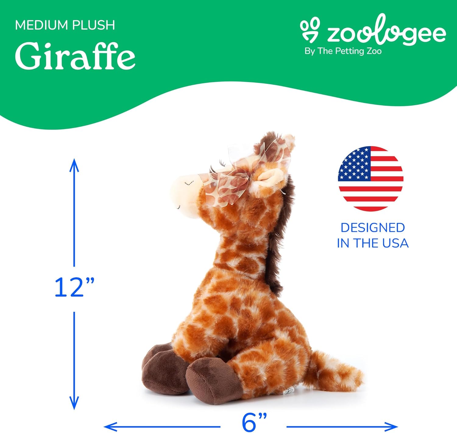 The Petting Zoo, Lash'z Giraffe Stuffed Animal, Gifts for Girls, Plush Toy 12 inches