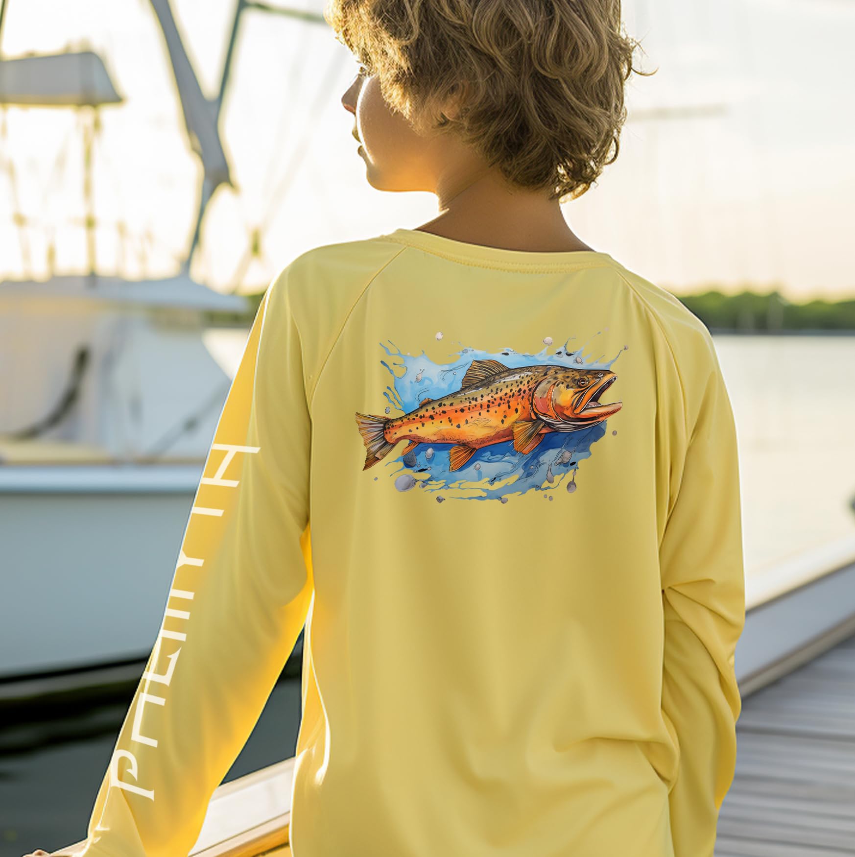 Palmyth Boys Fishing Shirt Youth Long Sleeve T-Shirt UPF 50+ Sun Protection