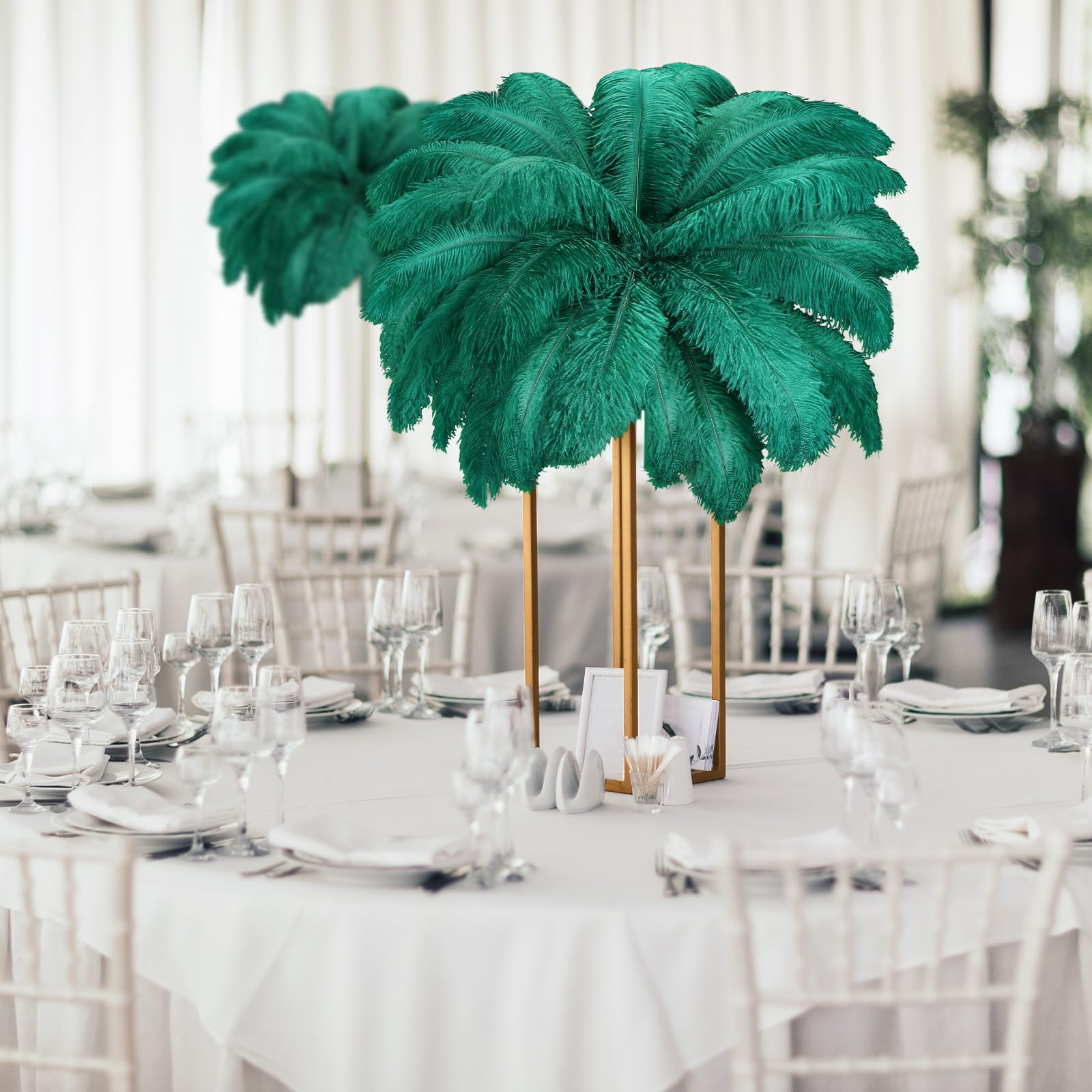 Retrowavy 50 Pcs 14-16 Inches Large Natural Ostrich Feathers Bulk for Centerpieces for Wedding Party Centerpieces Home Decoration Flower Arrangement (Black)