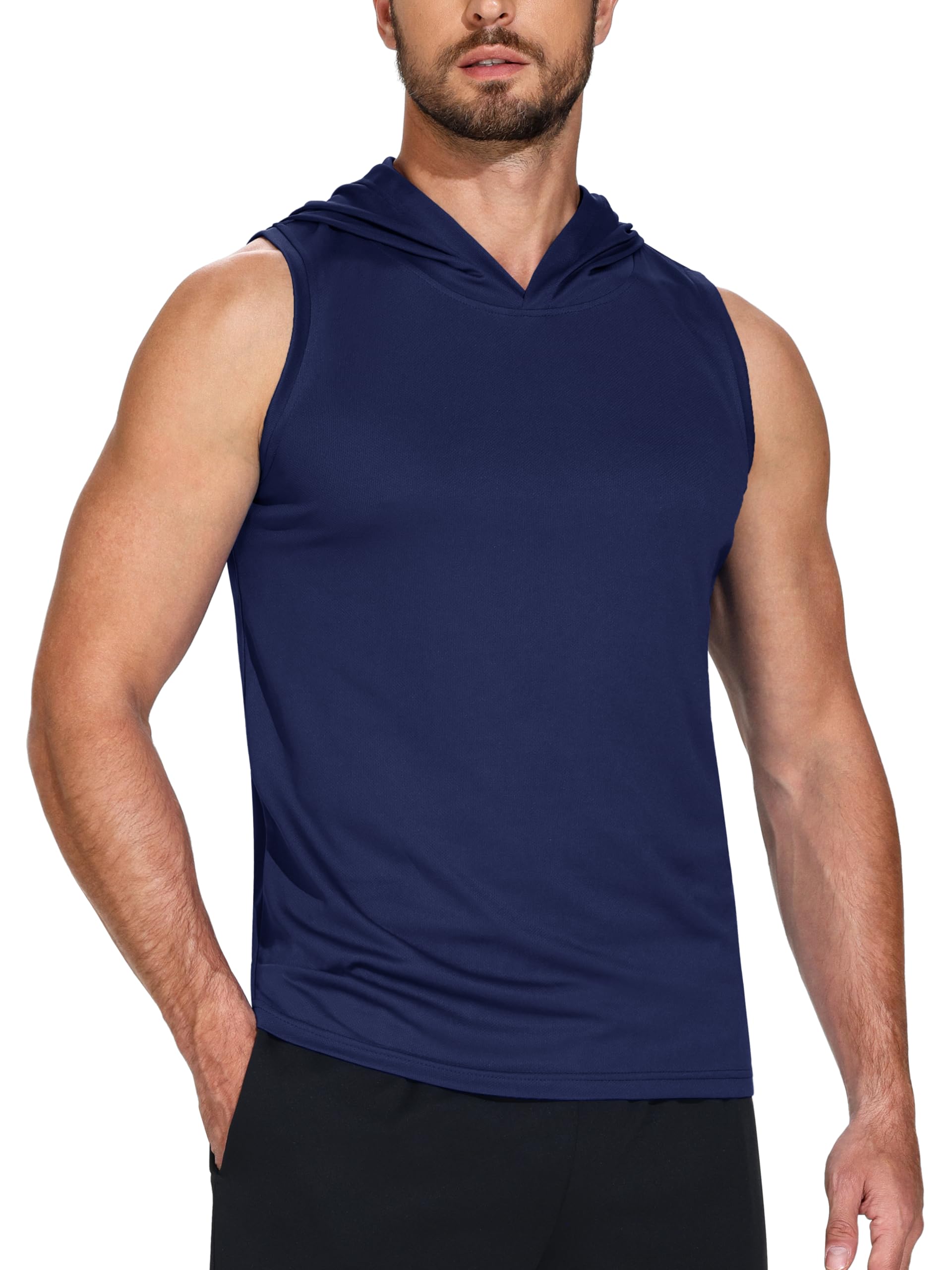 3 Pack Men's Dry Fit Moisture Wicking Tech Quick Dry Sleeveless Shirts Mesh Hoodie Active Athletic Tank Tops