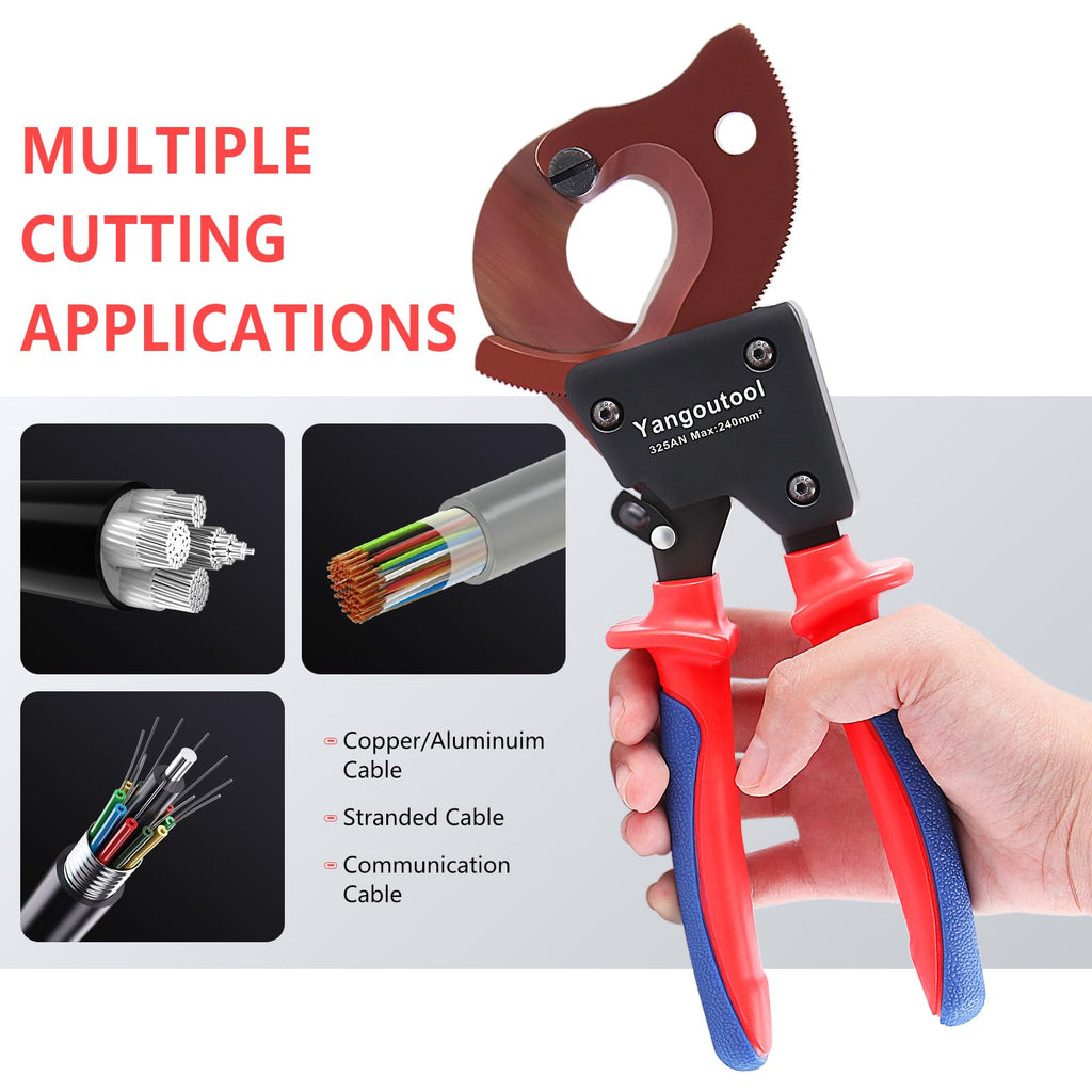 Yangoutool Heavy-Duty Ratcheting Cable Cutters for Large Copper, Aluminum, and Armored Cables - J40 Wire Cutter up to 300 mm², Electrical Wire Cutting Tool