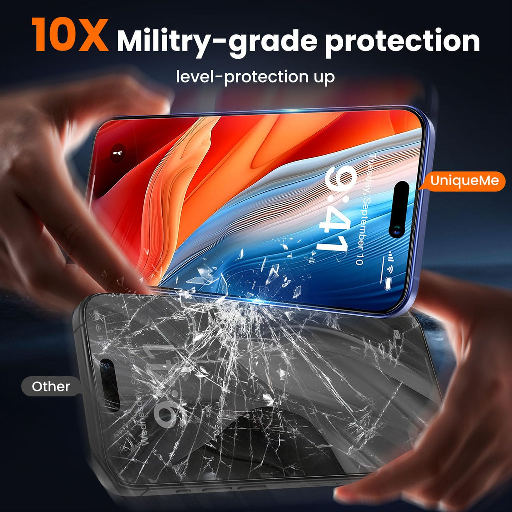 UniqueMe for iPhone 12 Pro Max Privacy Screen Protector - [Military Grade Shatterproof & 9H+ Hardness] Screen Protector 12 Pro Max Tempered Glass Full Coverage Protection, Easy to install, 2 Packs