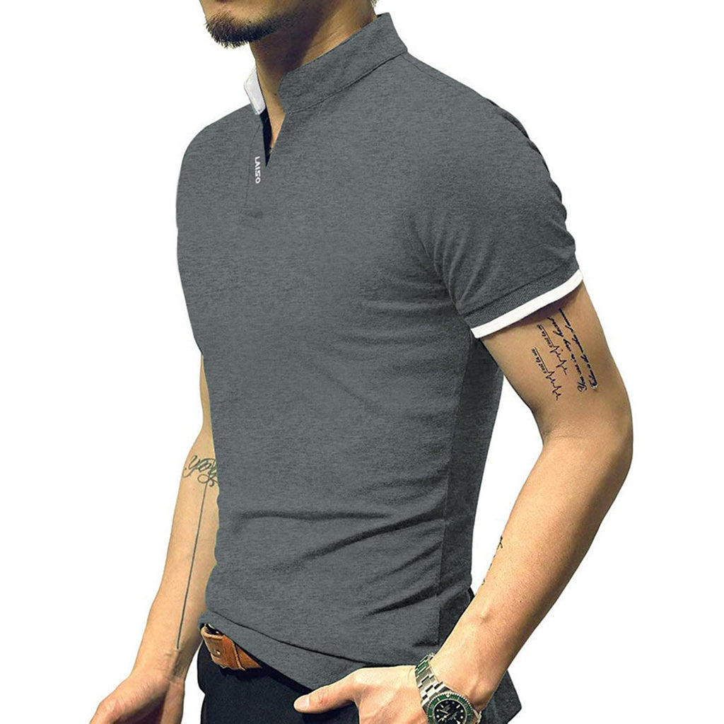 LOGEEYAR Mens Fashion Polo Henley Shirts Short/Long Sleeve Casual T-Shirts Slim Fit Cotton Polo Shirts for Men