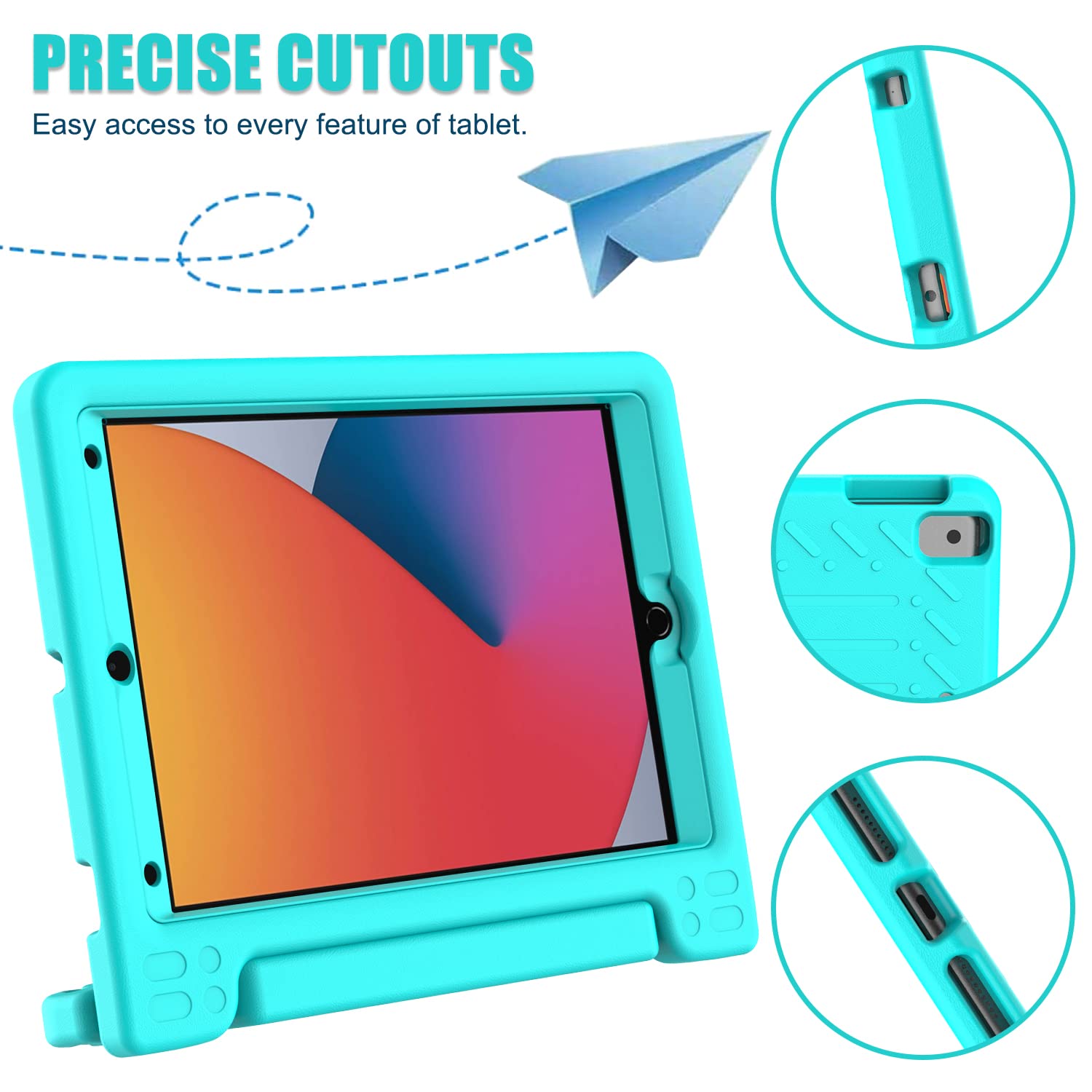 AVAWO Kids Case for iPad 10.2" 9th & 8th & 7th Generation, iPad 10.2 2021/2020/2019 Case with Built-in Screen Protector, Light Weight Shock Proof Handle Stand Friendly Cover for iPad 10.2" - Black