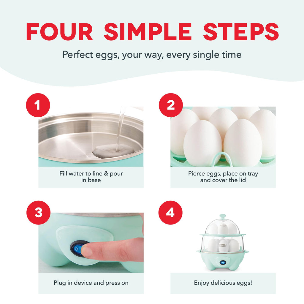 Dash Deluxe Egg Cooker - Boiler, Poacher & Steamer - Includes Measuring & Recipe Guide - Dishwasher Safe - BPA Free - Holds 12 Eggs, Aqua