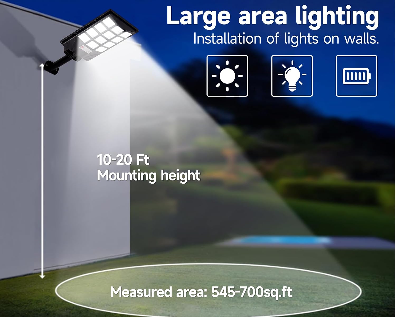 Solar Lights Outdoor for Outside, IP66 Waterproof Solar Street Lights Outdoor with Motion Sensor & Dusk to Dawn, 6500K Security Flood Light for Yard Garden with Remote Control - 4PACK