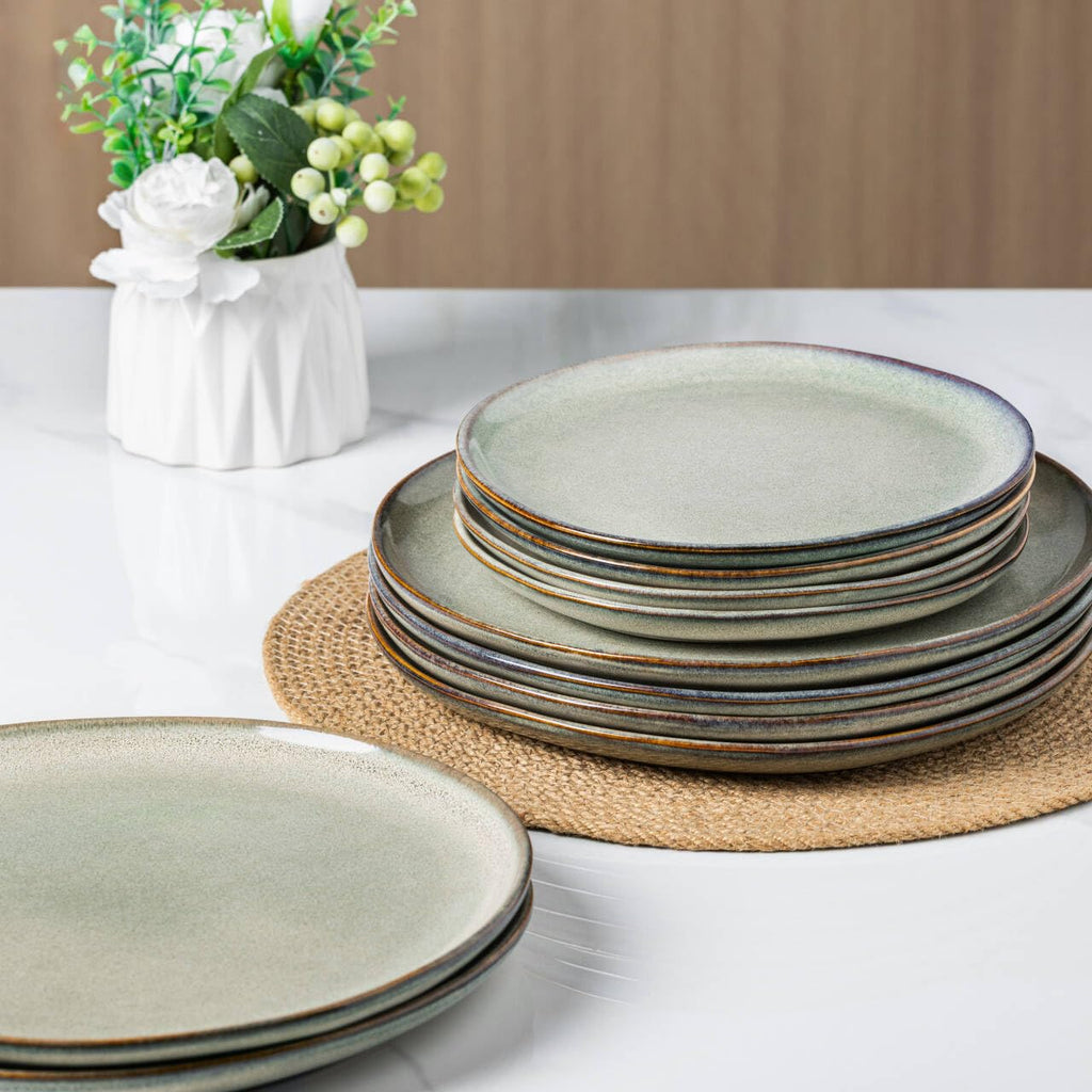AmorArc 8.5" Ceramic Plates Set of 6 | Handmade Stoneware with Reactive Glaze for Dessert, Salad, Appetizer & Dinner | Microwave/Dishwasher Safe, Scratch Resistant